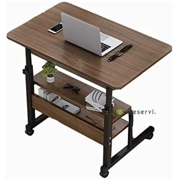 Table de lit roulante pour ordinateur portable, avec 2 casiers de taille;60x40x(69-90) cm)