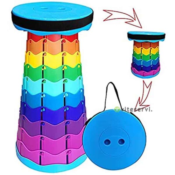 Tabouret pliable rétractable multicolore