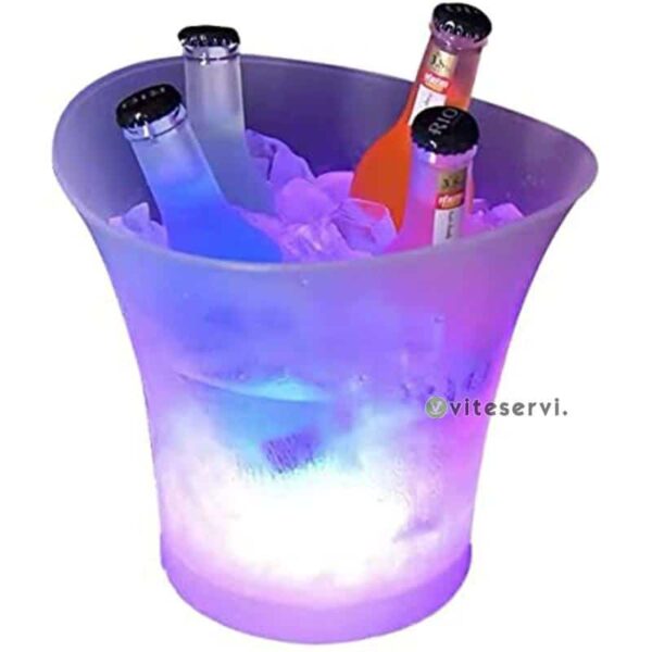 Seau à glace de 5 L à lumière LED colorée - Pour champagne, vin, boissons, bière