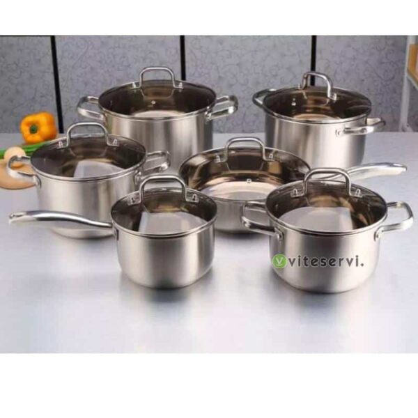 Set de 04 pièces de Casseroles plus 02 poêles en acier inoxydable