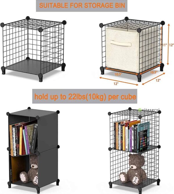 Lot de 6 étagères de rangement multifonctions en fil métallique pour armoire, placard, bibliothèque, parfait pour le bureau, le salon, la cuisine, la salle de bain