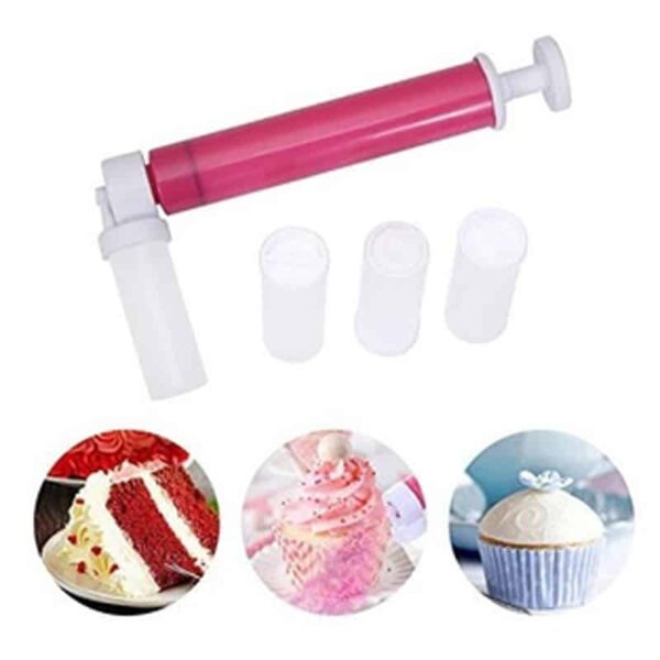 Kit de cuisson à l'aérographe à gâteau manuel avec 4 tube à paillettes pour gâteaux et ustensile pour la décoration de biscuits, cupcakes et desserts