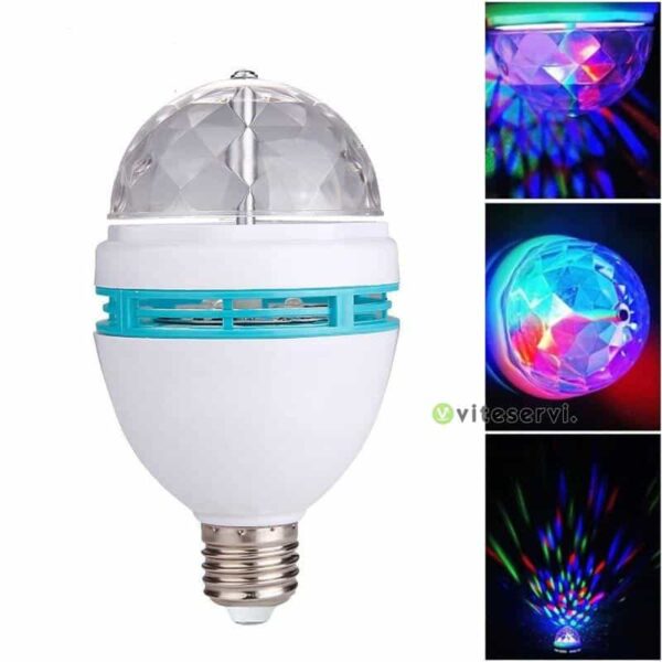 Ampoule rechargeable rotative à jeu de Lumière multicolore effet lumière de boîte de nuit