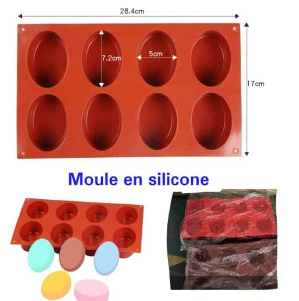 Moule à savon en silicone à 8 cavités