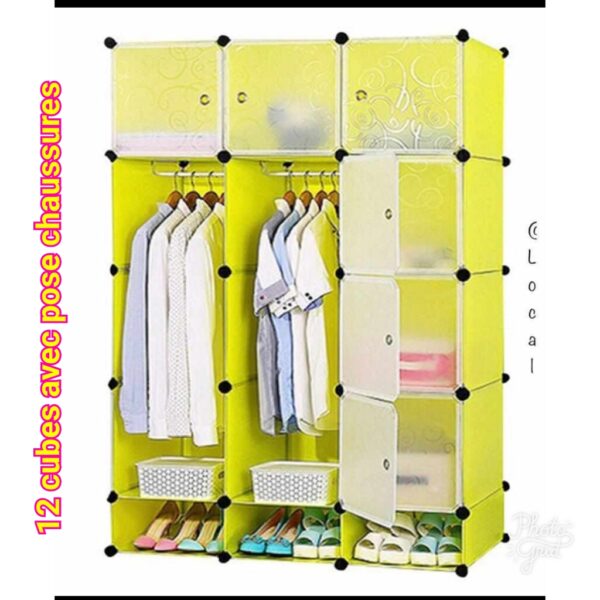 Armoire démontable 12 cubes avec pose chaussures