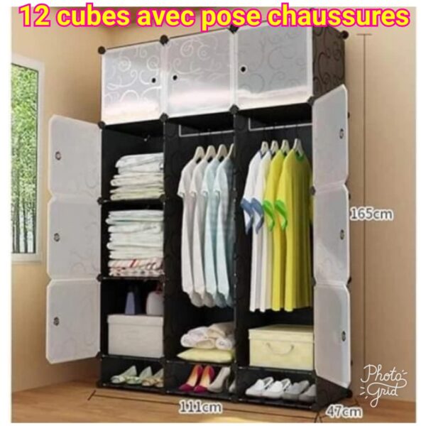 Armoire démontable 12 cubes avec pose chaussures