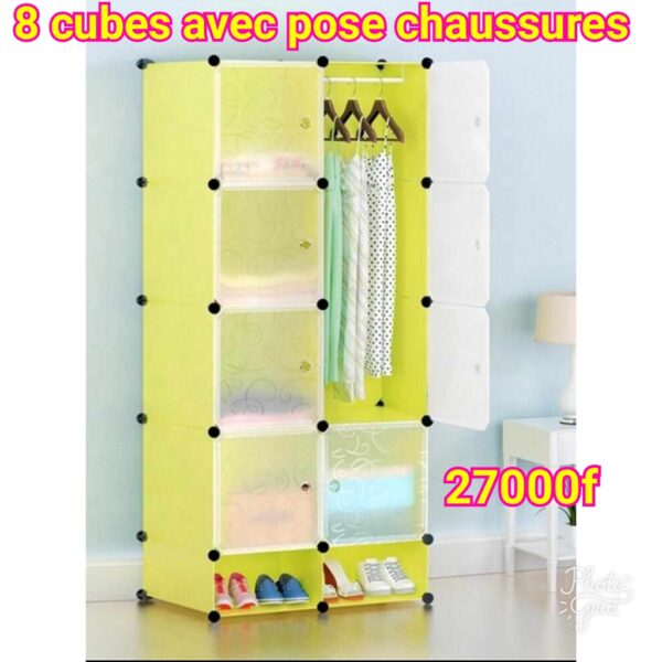 Armoire démontable 8 cubes avec pose chaussures