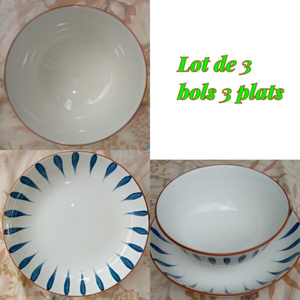 Lot de 3 bols et 3 plats en Céramique (Copie)