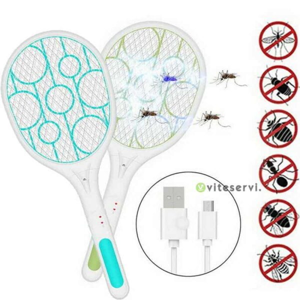 Raquette anti-moustiques électrique et rechargeable - tue les insectes