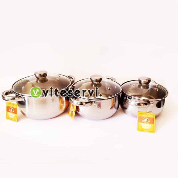 Série de 3 bols de services à couvercle en verre 6pcs