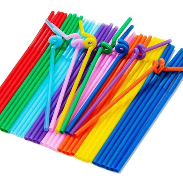 Lot de 100 pcs de pipettes pliables multicolores pour cocktail et jus