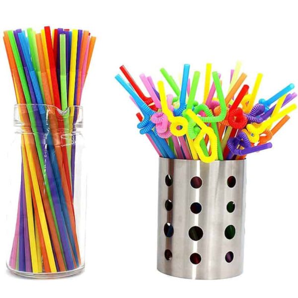 Lot de 100 pcs de pipettes pliables multicolores pour cocktail et jus