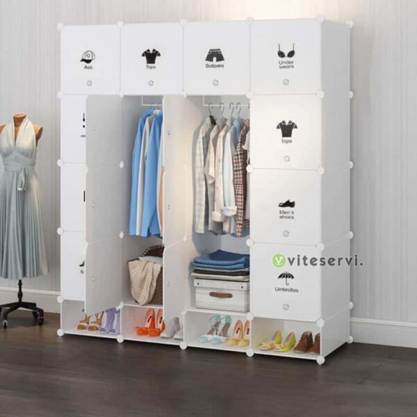 Armoire démontable 16 cubes avec range chaussures