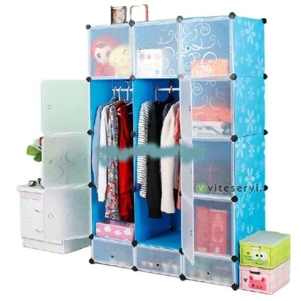 Armoire démontable 12 cubes avec range chaussures