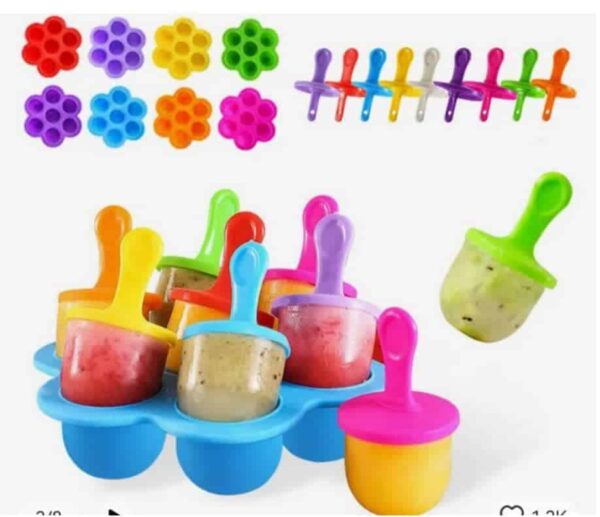 lot de 7 moule à crème glacée avec cuillère en silicone