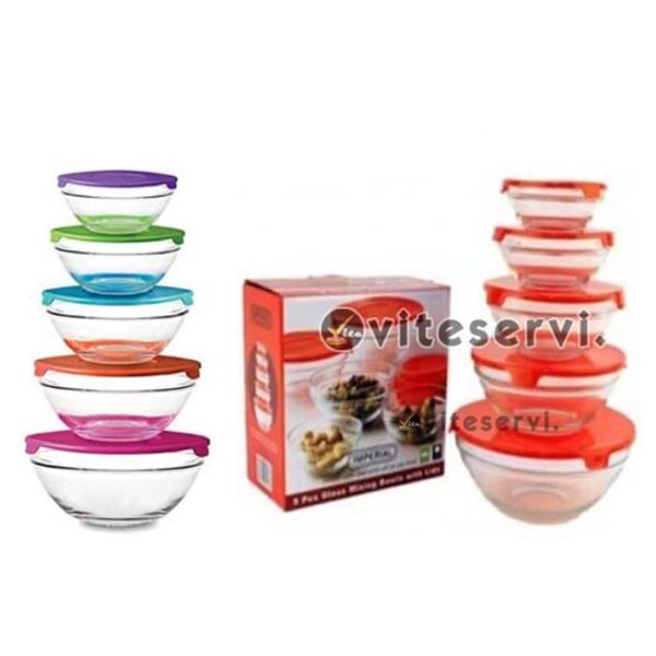 Set de 5 bols transparents en verre