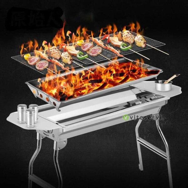 Barbecue à charbon pliable en acier inoxydable