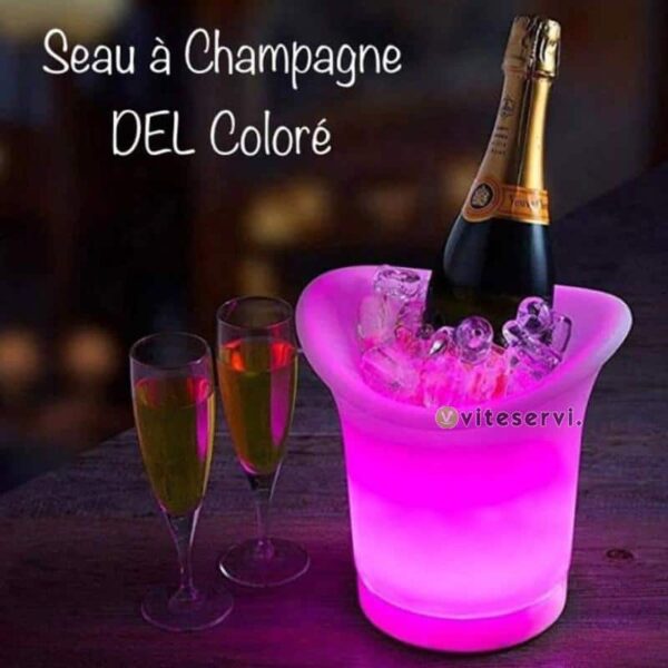 Seau à glace de 5 L à lumière LED colorée - Pour champagne, vin, boissons, bière