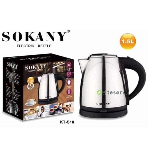 Bouilloire électrique SOKANY 1,5L en inox chauffe eau KT-S10