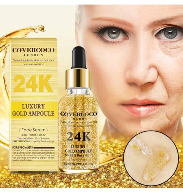 Sérum de visage 24k gold contre le vieillissement de la peau et de l'épiderme acné sébum boutons taches