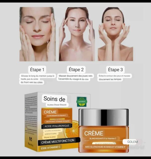 Crème de visage vitamine C éclaircissant contre acné,sébum, bouton, tâches et ride