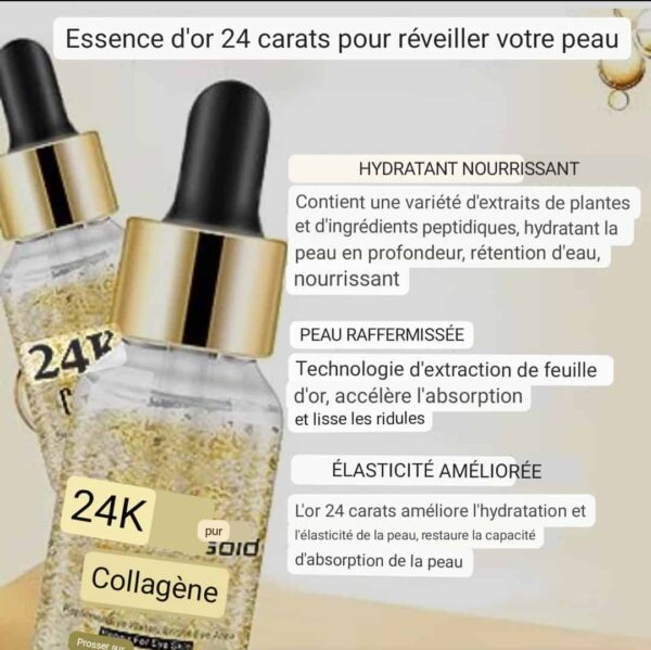 Sérum de visage 24k gold contre le vieillissement de la peau et de l'épiderme acné sébum boutons taches