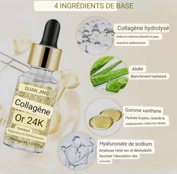 Sérum de visage 24k gold contre le vieillissement de la peau et de l'épiderme acné sébum boutons taches