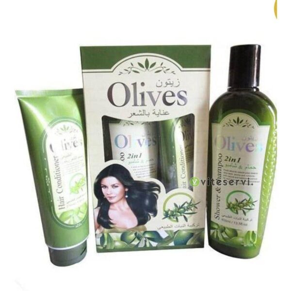 Pure Olive shampoing 2 en 1 plus démêlant pour donner du souffle aux cheveux grâce à sa formule hyper réactif et laisser cuire les racines jusqu'au dernier