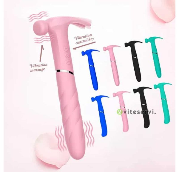 Marteau vibrant double zone de vibration avec contrôle de rythme et massage clitoridien jouet sexuel Vibromasseur